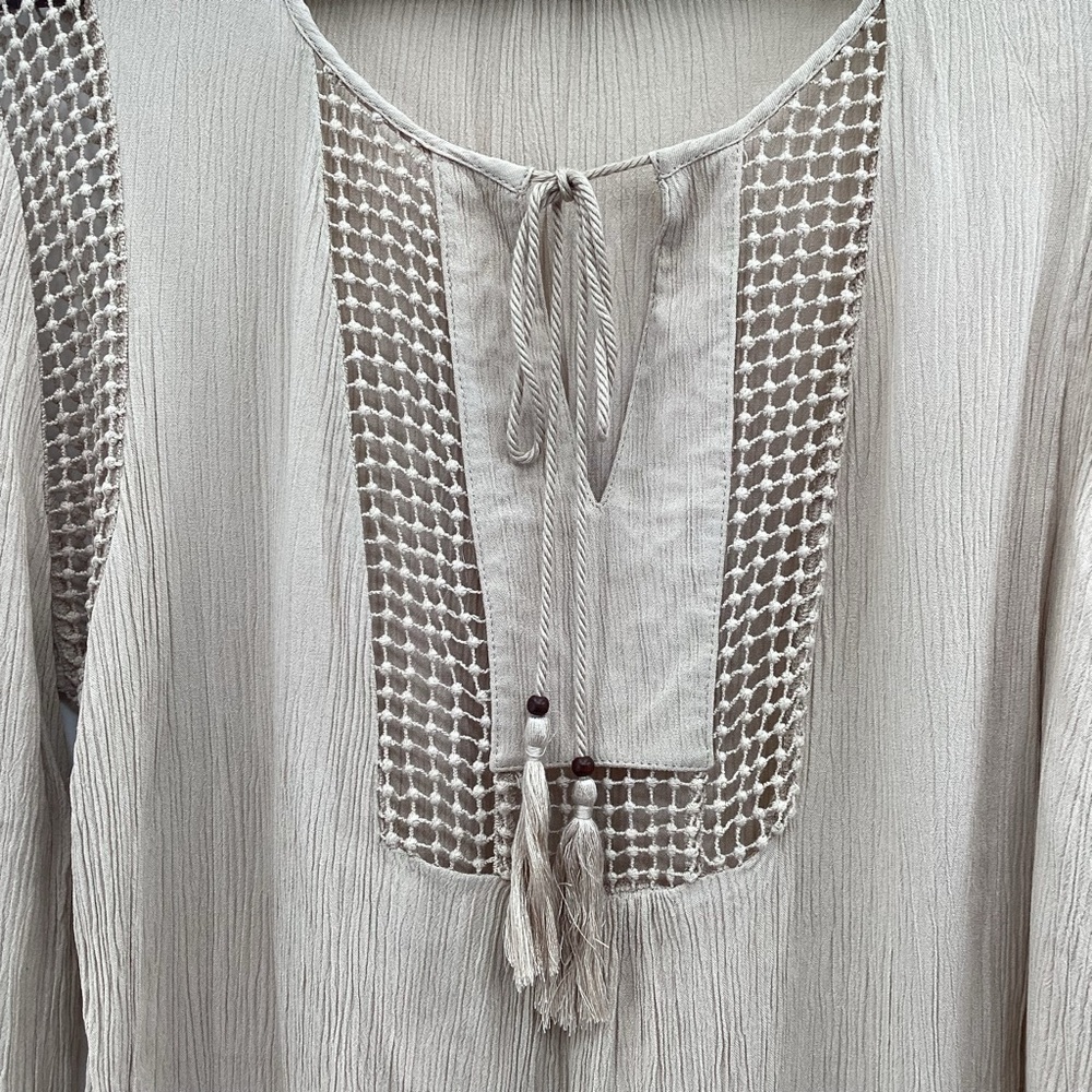 Joseph Beige/Taupe Crinkle Crochet Detail Blouse - Picture 4 of 10